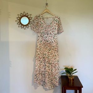 Darling Floral White and Pink Midi Dress